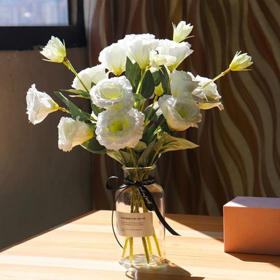 Umělá květina Eustoma Falešná hedvábná květinová větev s dlouhou stopkou Falešná květina