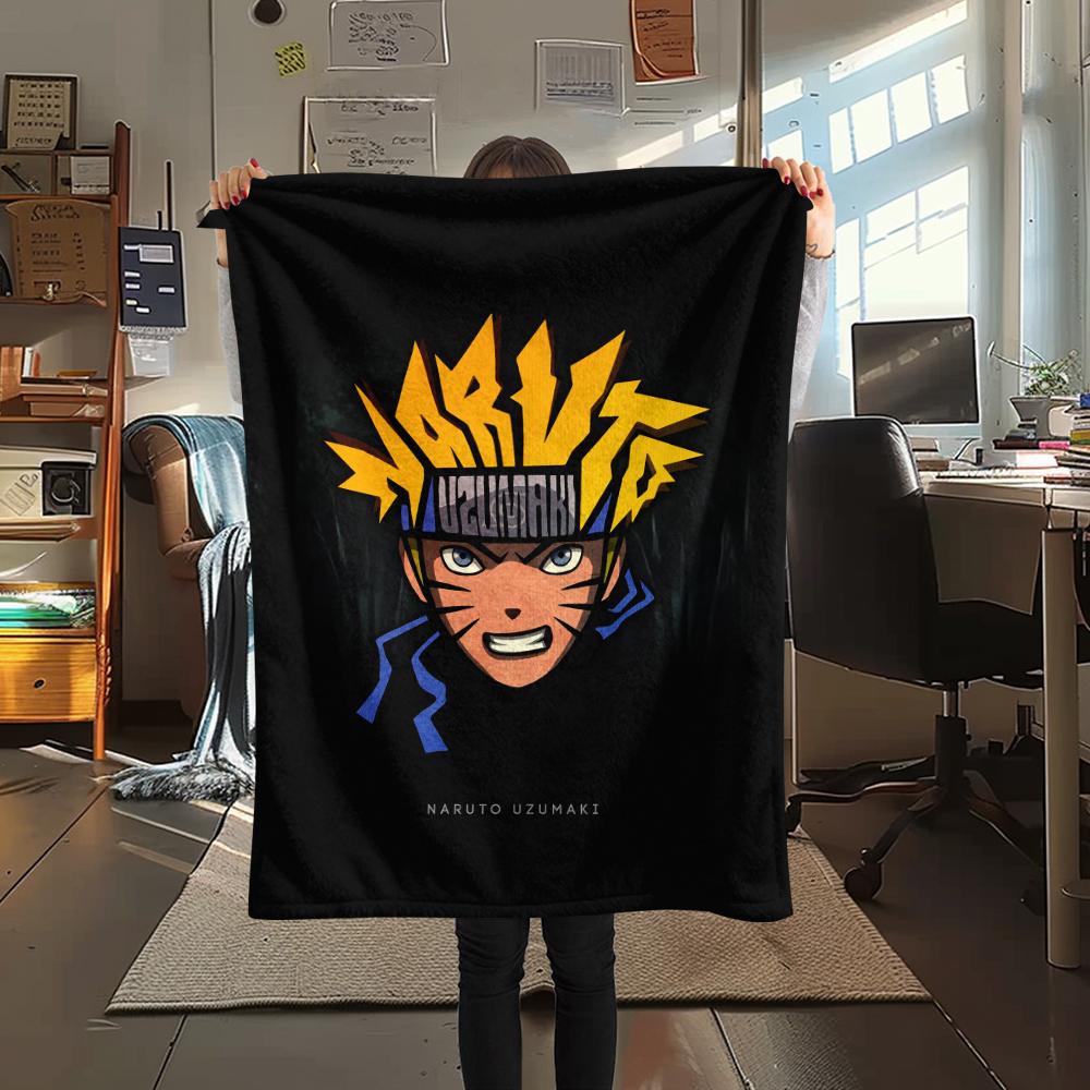 Naruto Uzumaki Pattern Flannel Blanket, High Quality Comfortable for All Seasons, Home Decor, Warmth and Comfort, Perfect for Gifts.