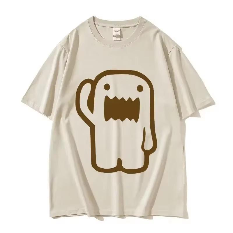 Epic Face Domo Kun European and American Fun and Funny Emoji Pattern Trendy Brand Short-sleeved T-shirt for Men and Women Tops