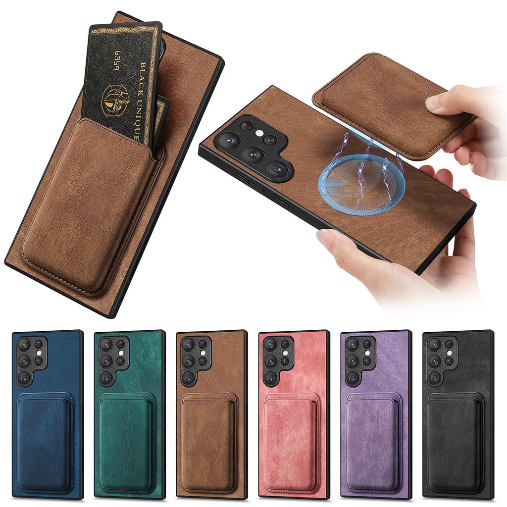 2 IN 1 Magnetic Cards Bag Detachable Vintage Leather Case For Samsung Galaxy S23 Ultra S22 Plus S24 A54 A14 A24 A15 A25 Cover