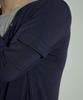 LANARCHIVE [0105] Layered Henley Neck Long Sleeve - Navy