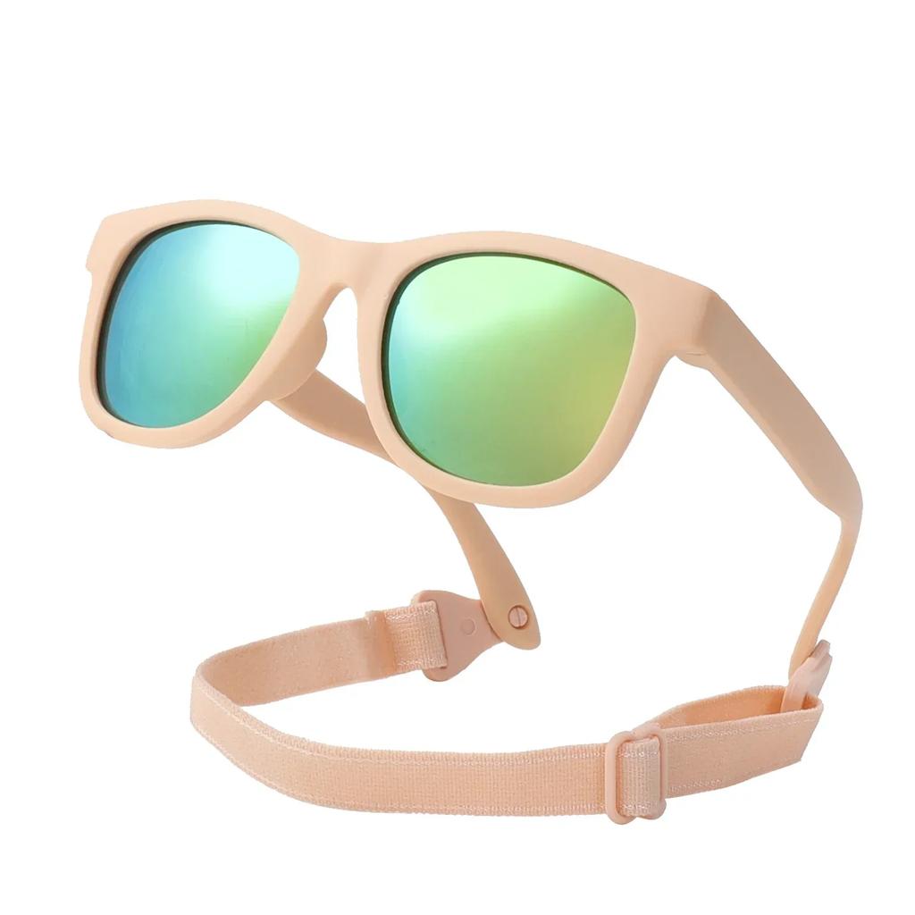 0-24 Months Baby Polarizrd Sunglasses With Belt High Quality Square Silicone Frame Mirrored Uv400 Lens Eyewear For Boys Girls