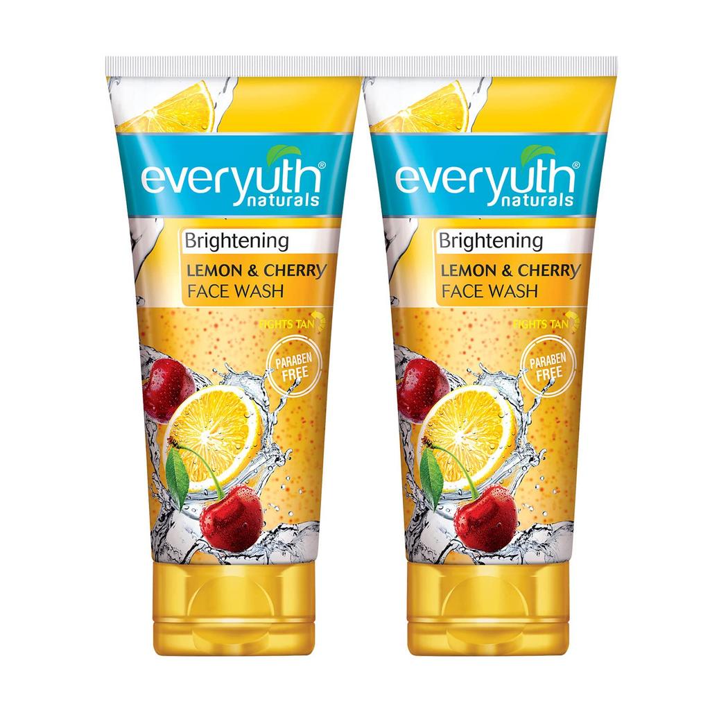 Everyuth Naturals Brightening Lemon And Cherry Face Wash 150g Pack Of 2 For Deep Cleansing Oil Control Tan Reduction