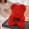 9.8in Artificial Cute Bear Rose Flower for Wedding Anniversary Including Transparent Gift Box Red