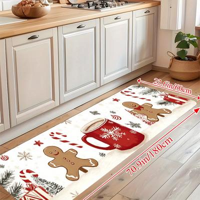 Christmas Carpet Gingerbread Kitchen Rug Doormat Welcome Mat Runner Rug Winter Rug For Bedroom Warm Carpet For Live Room