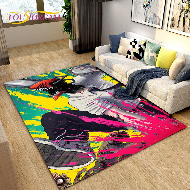 3D Chainsaw Man Anime Denji Cartoon Area Rug,Carpet Rug for Living Room Bedroom Sofa Doormat Decoration, Kids Non-slip Floor Mat