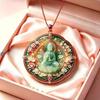 Ethnic Enamel Auspicious Imitation Jade Pendant Necklace Vintage Jewelry For Women Traditional Outfit Accessory Gift