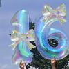 A Set of 2pcs of 40-Inch Colorful Transparent Number Balloons with Bow Balloons for Kids Adults Birthday Party Decoration Favors