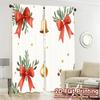2pcs,Curtains Christmas Bells Ornaments Leaves Bows (2) Chic Curtains&Drapes Polyester Easy Install Curtains Gifts Decorative