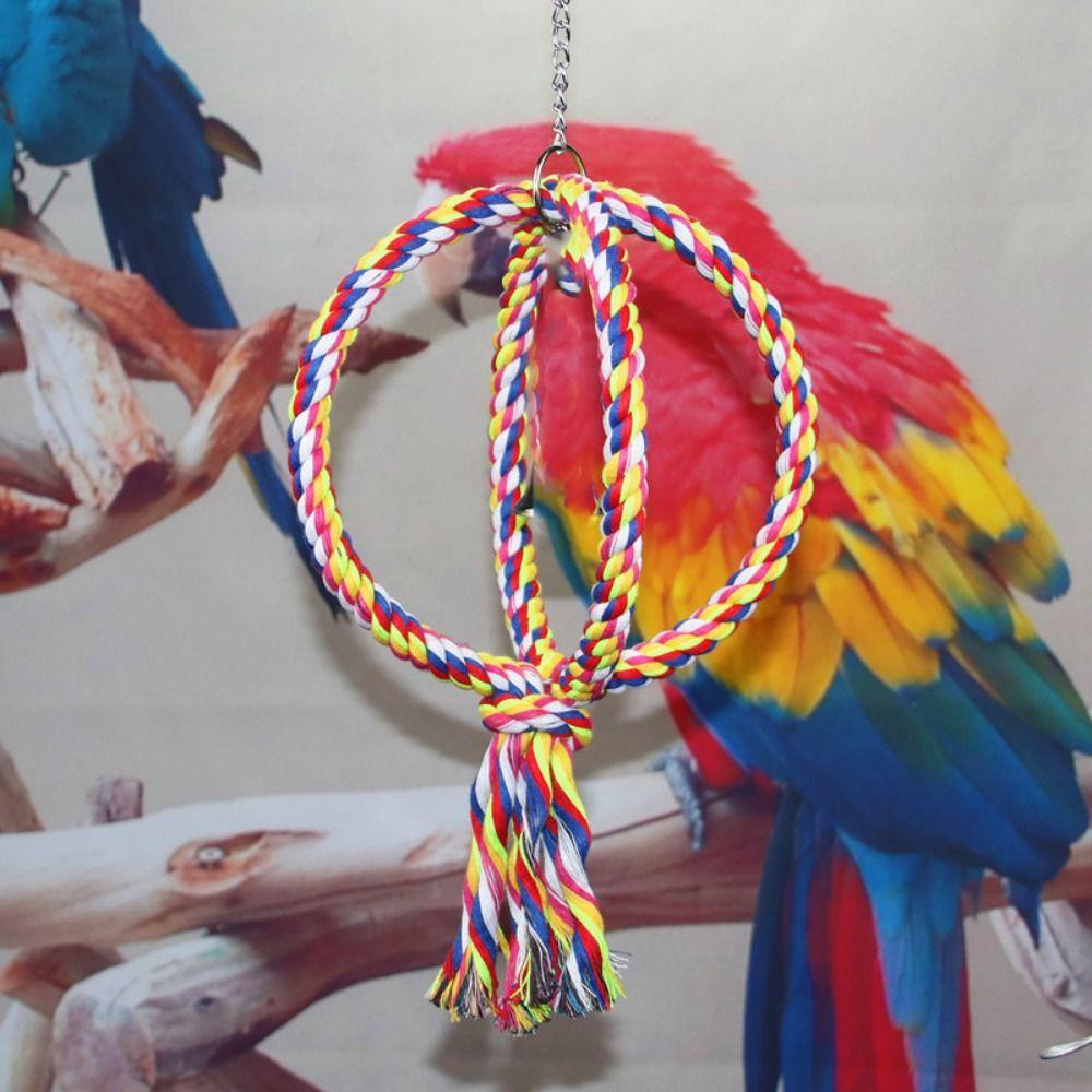 Cotton Bird Cage Toy Hanging Parrot Swing Climbing Standing Toys Bird Perch Toy  Small Animal