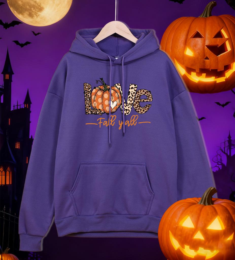 Love Happy Halloween Print Male Hoodie Casual Oversized Streetwear Pocket Fleece Hoody Hip Hop Multicolor Mens Pullover