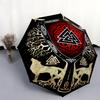 1PC Viking Theme Umbrella Portable Folding Umbrella Iron Frame Hole Bone Structure Outdoor Home Umbrella A6