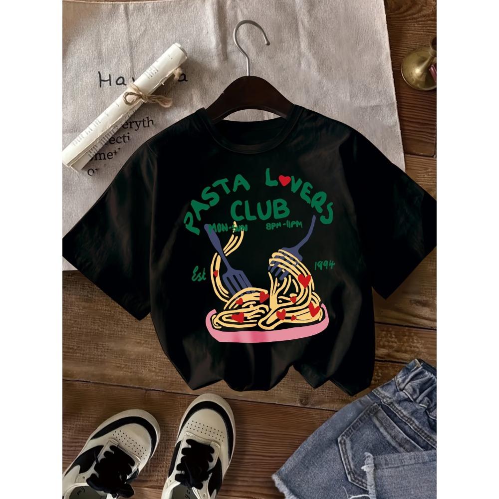 Italian Pasta Heart Print Kids TShirt Cotton Casual Girls Short Sleeve Shirts Summer Sports Fashion Tops Childrens Clothes Tee