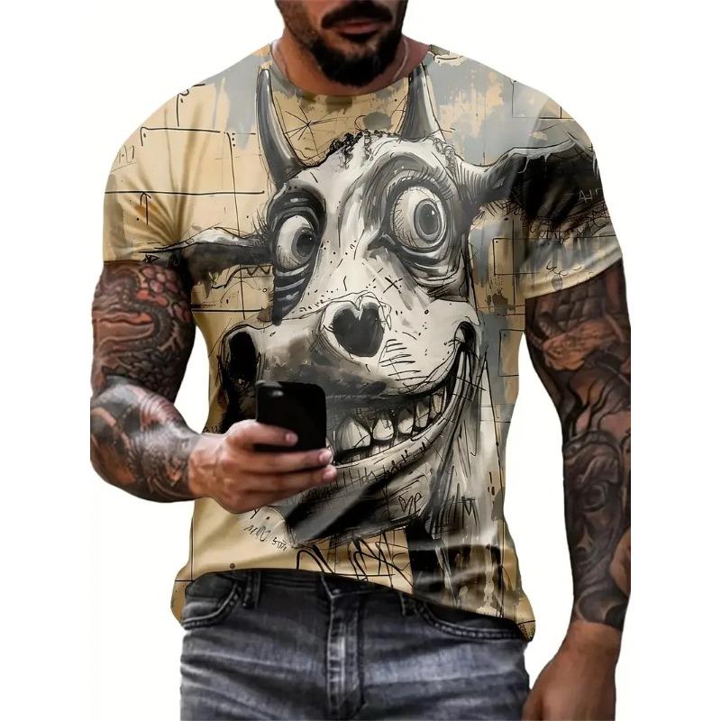 Lustige Cartoon Tierdruck Lässige Kurzarm T-Shirts Vintage T-Shirts