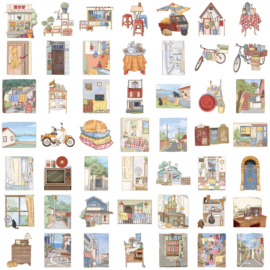 50 Transparente Alley Sticker-Beutel, Wasserdichtes Transparentes PET Manuell Dekorativ Gitarren-Notizbuch