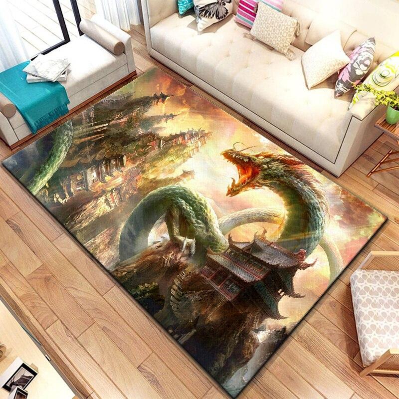 Alfombra personalizada HD de dragón chino, decoración del hogar, estera de camping, estera de cocina para baño, estera de yoga, alfombras para sala de estar