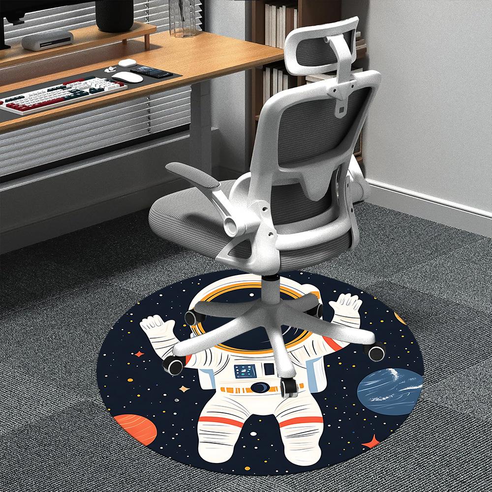 1PC Astronaut Space Office Round Area Rug, Mat Suitable ForOffice, Under Office Chairs Bedroom Living Room Home Decor, Room Deco