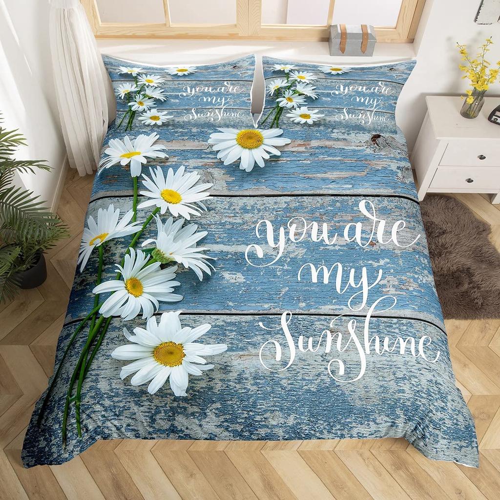 Gelbe Gänseblümchen Bettbezug Set Niedliches Blumen Bettwäsche Set Für Kinder Kind Mädchen Gartenblumen King Bettdeckenbezug Mit Kissenbezug