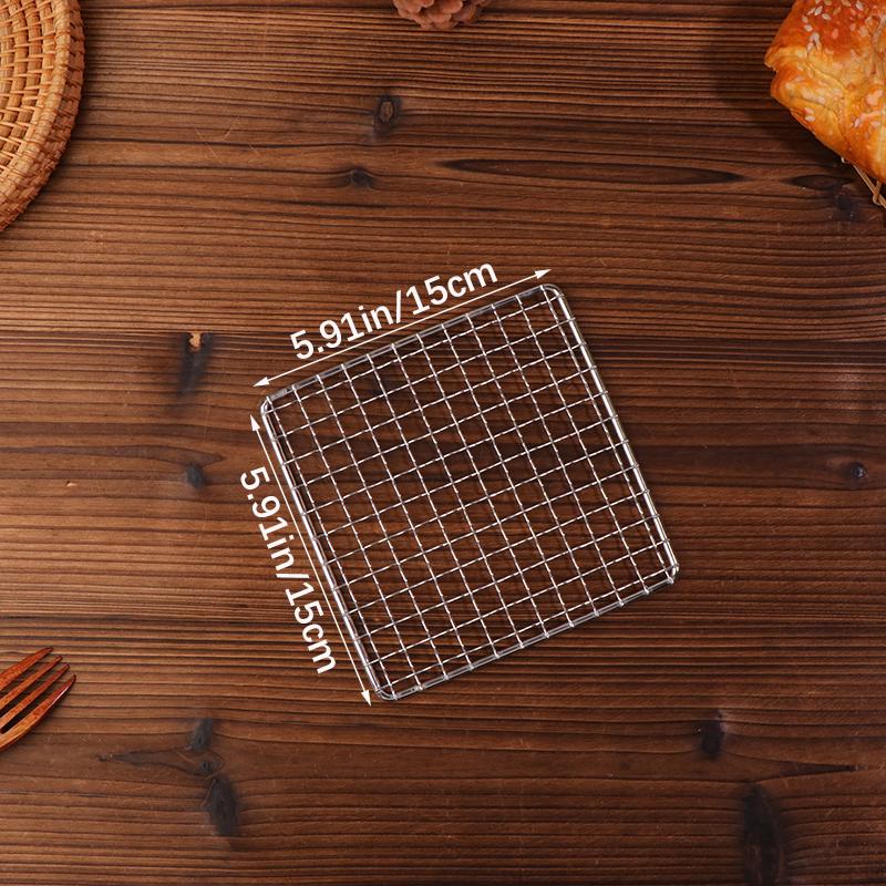 Stainless Steel Camping Grill Rack Grate Mesh Pads Portable Square Grilling Net Fire Cooking Outdoor Traveling Picnic Bbq Pad