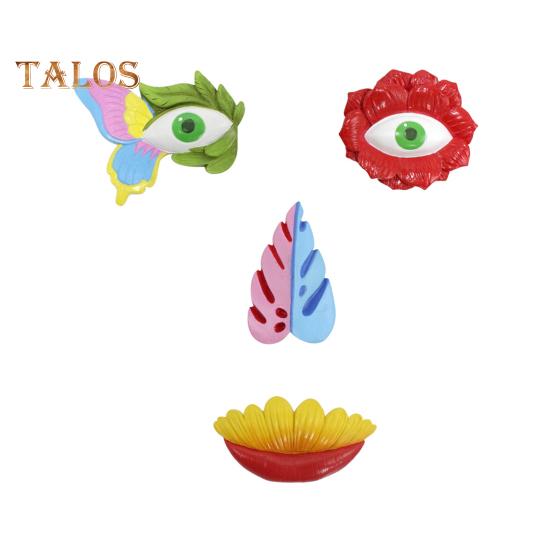 

Декор в виде лица дерева, уличная скульптура в виде лица дерева, красочный орнамент в виде лица цветка для украшения садового забора, дворового искусства разноцветный