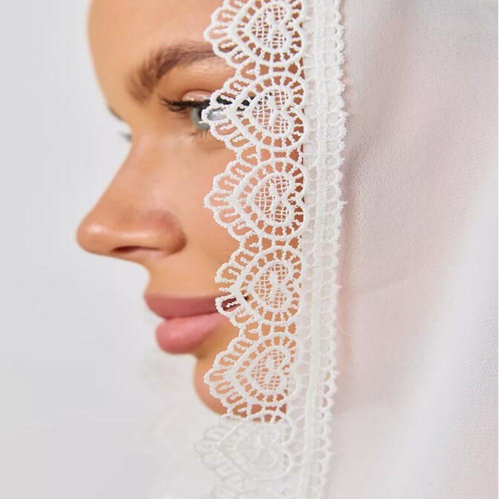 Solid Color Lace Veils Lightweight Wedding Bridal Veils Elegant Head Covering Scarf For Women