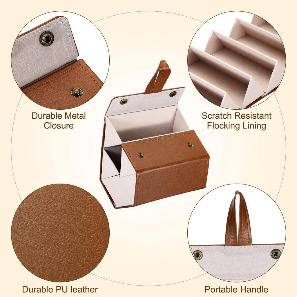Sunglasses Travel Eyeglass Storage for Multiple Pairs of Foldable Sunglasses Portable Eyeglass Brown [PATIKIL] 6-Slot Organizer, Case, Eyeglasses,