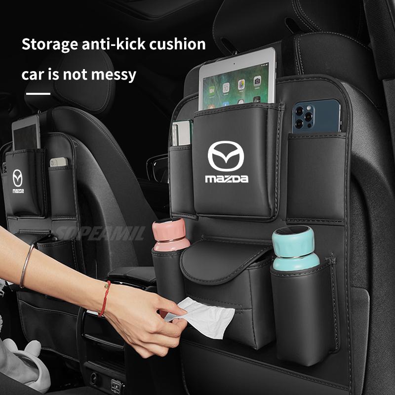 Car Seat Back Multi-pocket Storage Bag Backrest Anti-kick Pad For Mazda 3 5 6 Axela Atenza Demio CX30 CX5 CX7 CX8 CX9 MX5 BT50