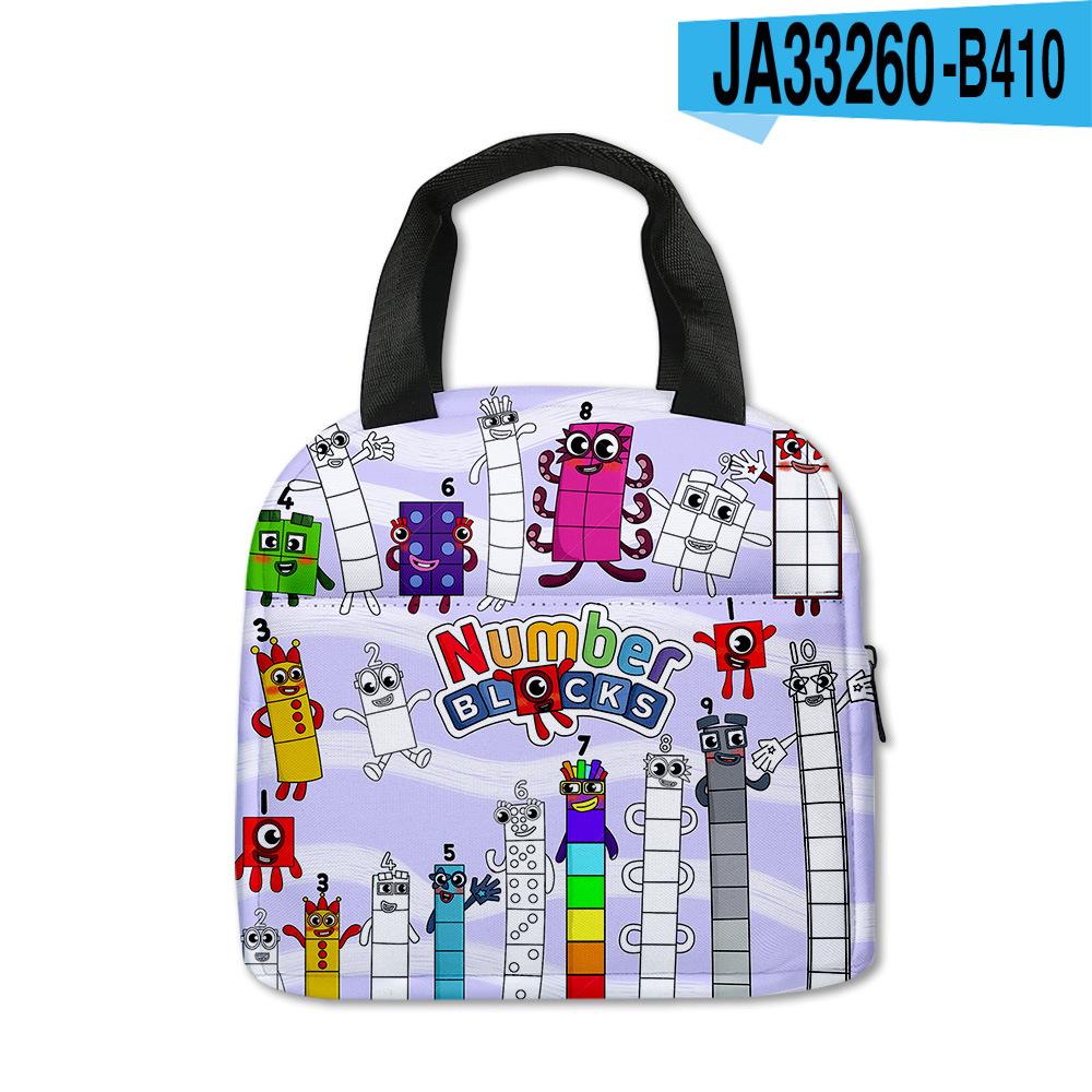 Digital Building Block Numberblocks Lunch Bag Elementary School Student Carry Ice Bag Children'S Meal Bag With Meal Bag