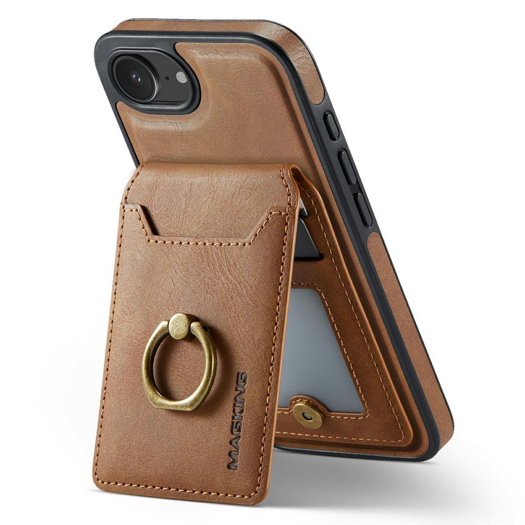 MAGKING K1 Series For iPhone 16e Magnetic Case PC+TPU+PU Phone Cover with Card Holder
