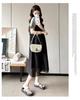 Korean Style Maternity Patchwork T-shirt Dress - Summer 2026, Spicy Mom Belly Covering, Slimming Plus Size, Trendy Two-Piece Look