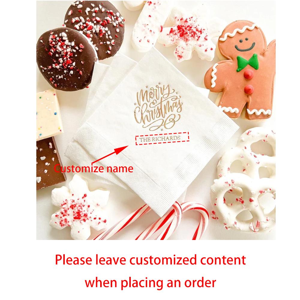

Custom 20Pcs Merry Christmas Cocktail Napkins Christmas Beverage Napkins Holiday Cocktail Party Table Decor Housewarming Gift 20PCS 33x33cm