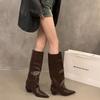 Street Style Women Knee High Boots Fashion Thick Heels Shoes Autumn Winter Ladies Concise Long Botas De Mujer