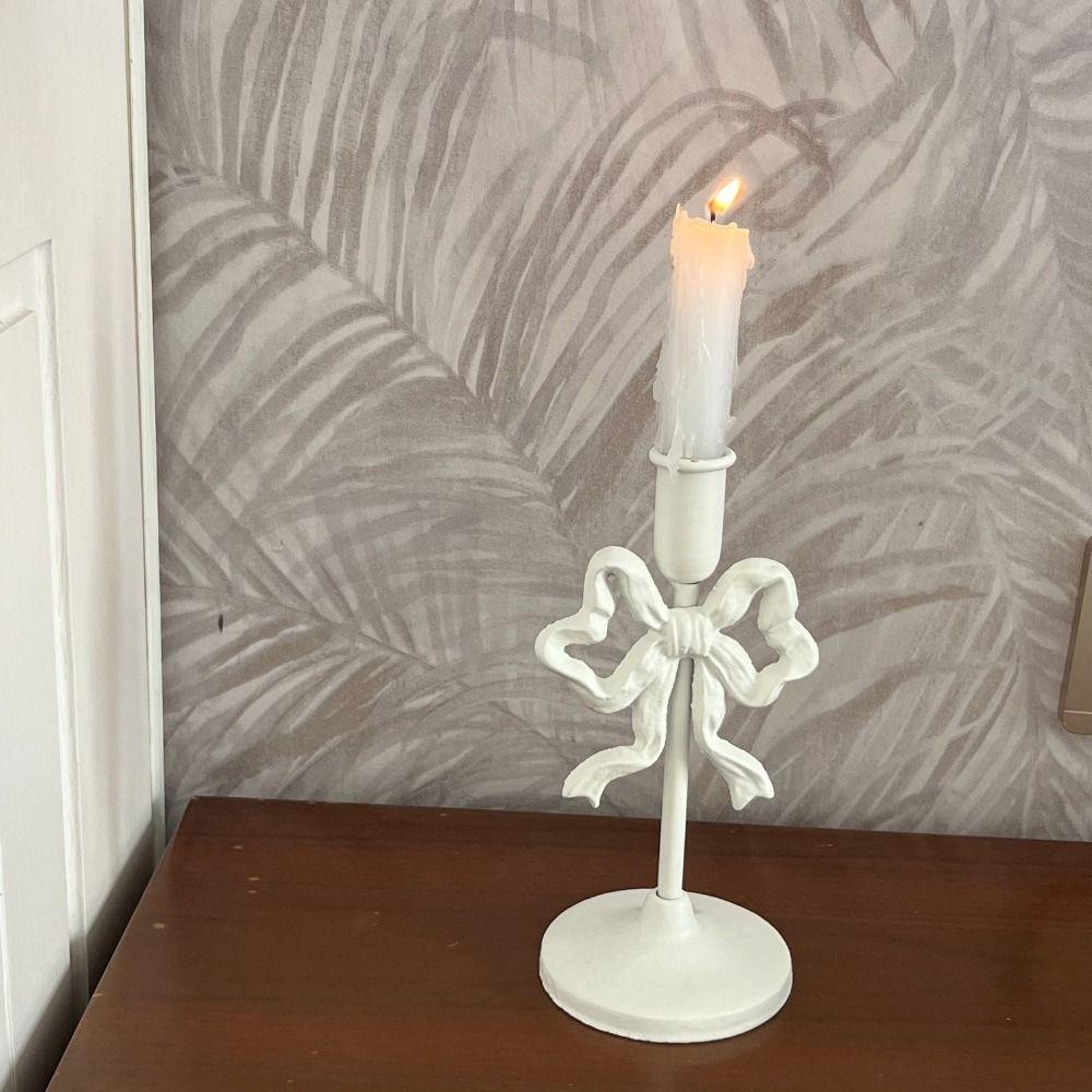 Single Head French Bow Candlestick Wrought Iron Candle Containers Wedding Candle Stand  Desktop