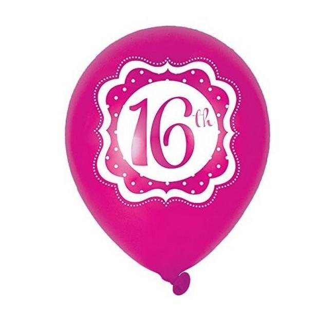 Latex 16th Birthday Balloon (Pack of 6)