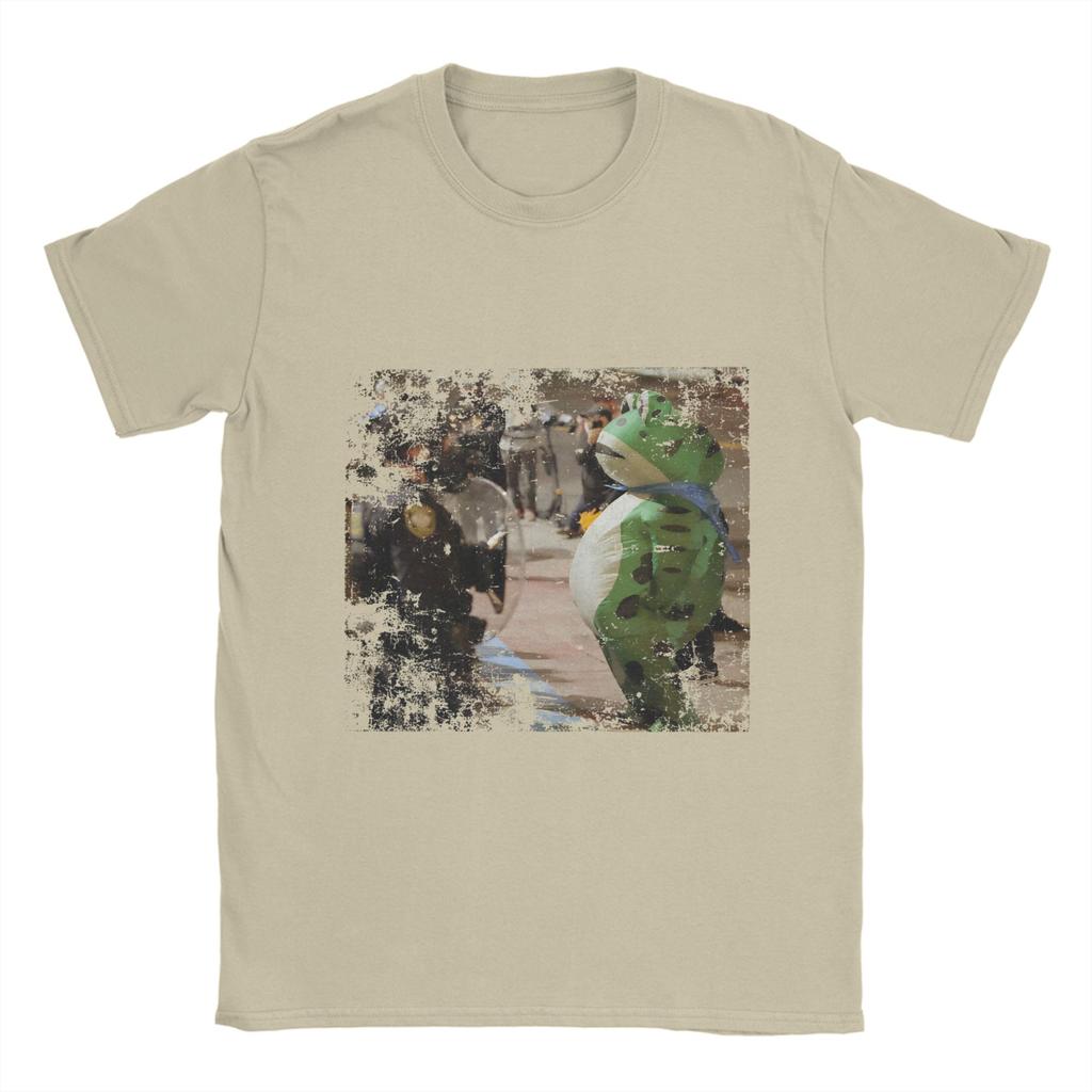 Vintage Portland-Frog Protest  Men T Shirt Rage Against Machine Funny Tees Short Sleeve Crew Neck T-Shirt Cotton Graphic Clothes