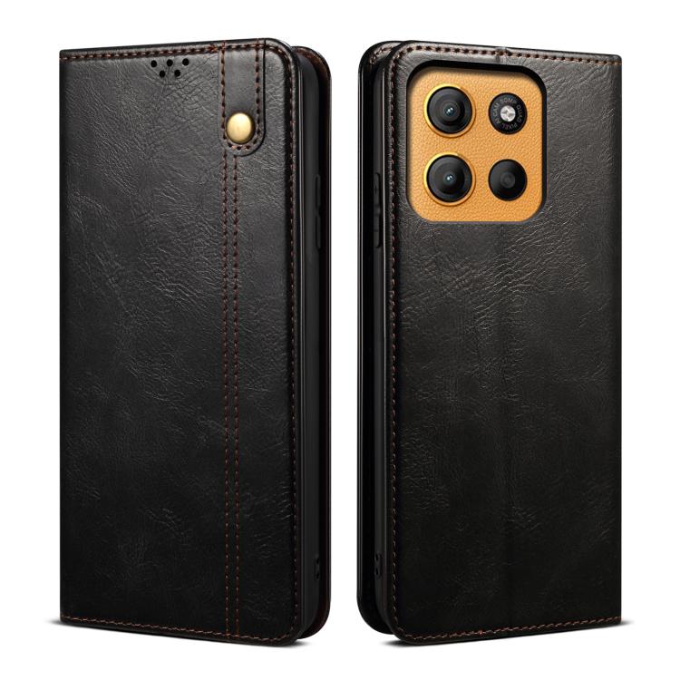 

Oil Wax Crazy Horse Texture Leather Phone Case For Motorola Moto G15 чорний