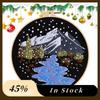 A60zchristmas Needlework Kits Snow Scene Embroidery Beginner Kit For Kitchen Living Room Desktop Window Snow Scene Embroidery AM