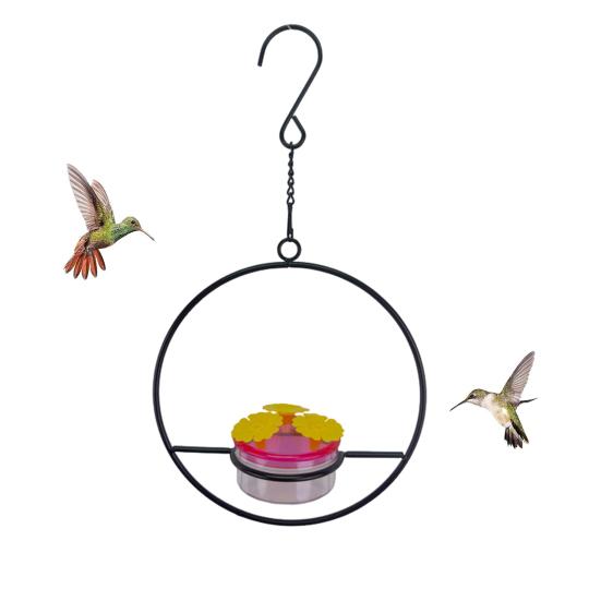 Hängender Kolibri-Futterspender für draußen, runder Vogelfutterspender in Herzform mit 3 Futteröffnungen, ameisen- und bienensicherer Kolibri-Futterspender für die Veranda/Terrasse