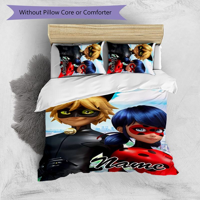 3pcs Ladybug3 Cover Set - Personalized Name, HD Printed Bedding with 1 Cover and 2 Pillowcases - Perfect for Home Decor, Easy Care