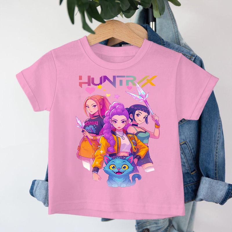 New KPop Demon Hunters Saja Boys Cartoon Boys T-shirt Round Neck Print Fashion Casual Top Children's T-shirt Kids Clothing