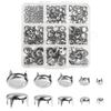 300PCS Rivets 5 Sizes, Silver Rivets, for Clothing, Leather Craftsmanship, Clothes Belts, Bags, Shoes, Bracelets, Dog Collars, Accessories DIY