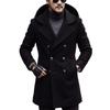 Mens Mid-length Wool Blend Coat Hooded Double Breasted European Fit Solid Color Fall Winter 2026