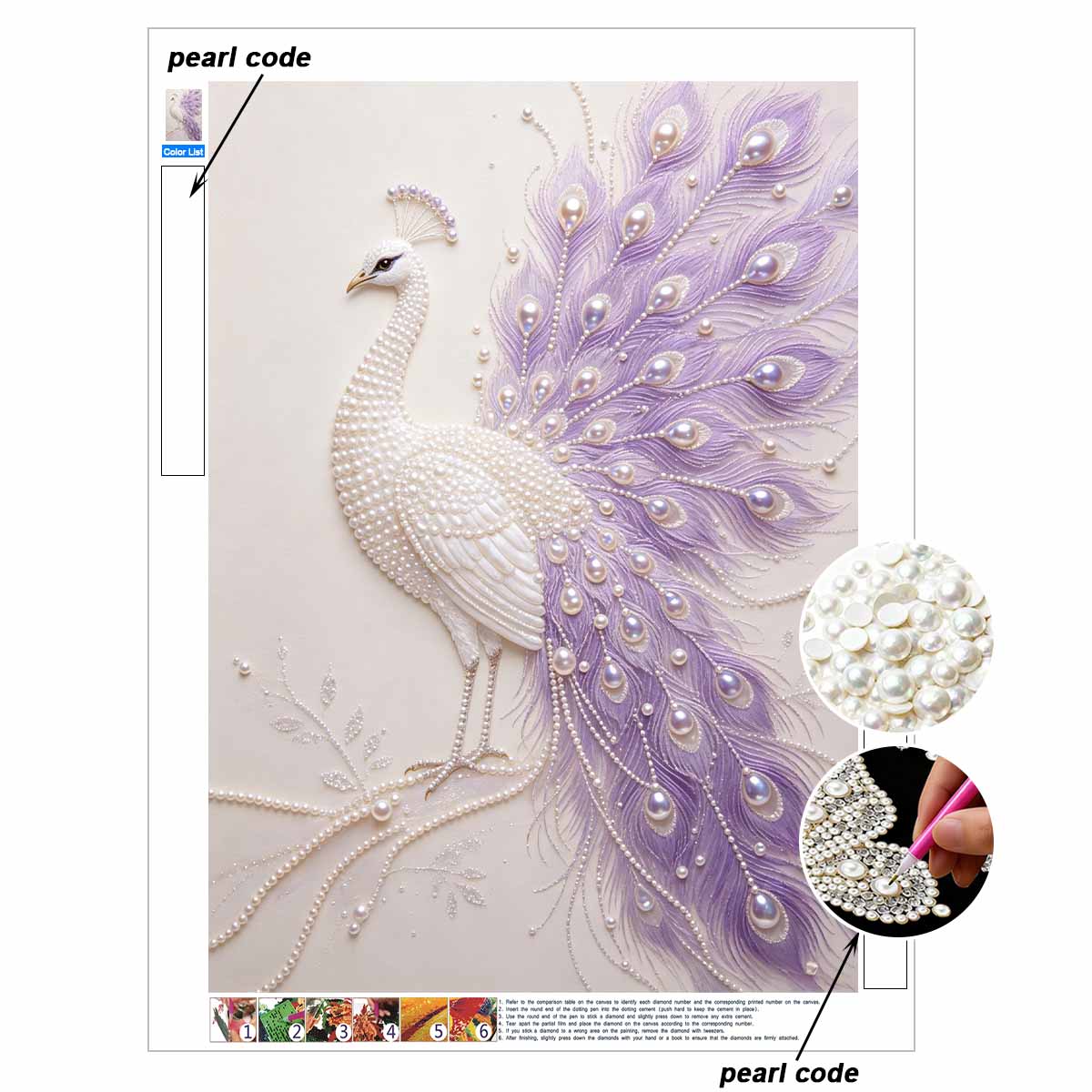 Pearl Art Painting Home Wall Decor Purple Peacock Gemstone Painting Picture Crafts Adult/Beginner Gift Creative Home Decor Unframed 30x40