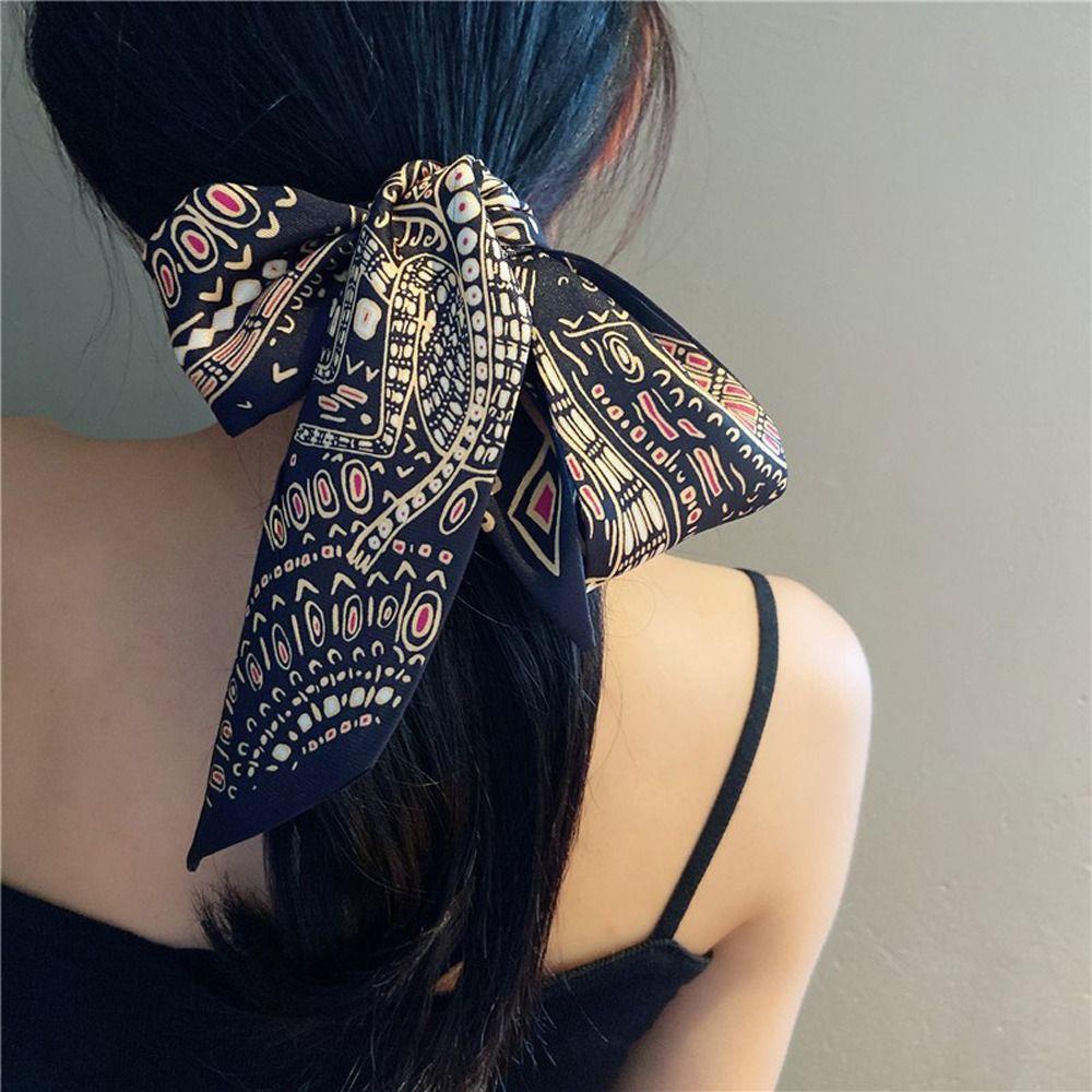 

Style Scarves Neck Tie Leaf Scarf Female Printed Scarf Hair Ribbon Hair Band Satin Silk Scarf