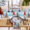 Christmas Gnome Pine Needles Snowaflake Linen Table Runner Winter Xmas Party Kitchen Dining Table Runner Navidad Decoration 2025