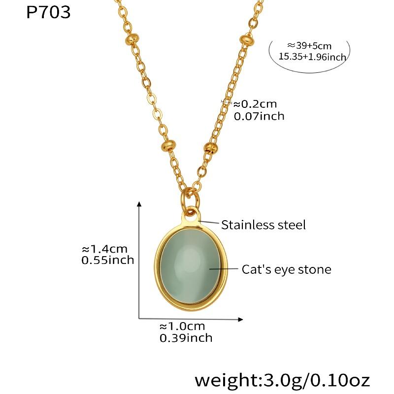 Palace style retrofashion niche stylesense of design cat's eye stone pendant clavicle chain titanium steel necklace