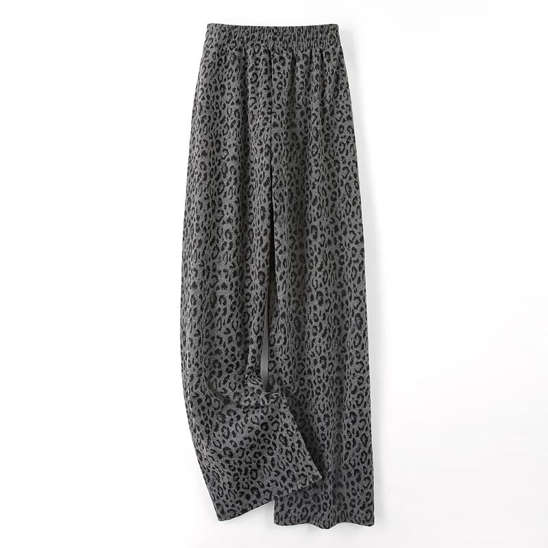 Damen Retro Locker Leopard Print Kordelzug Freizeithose