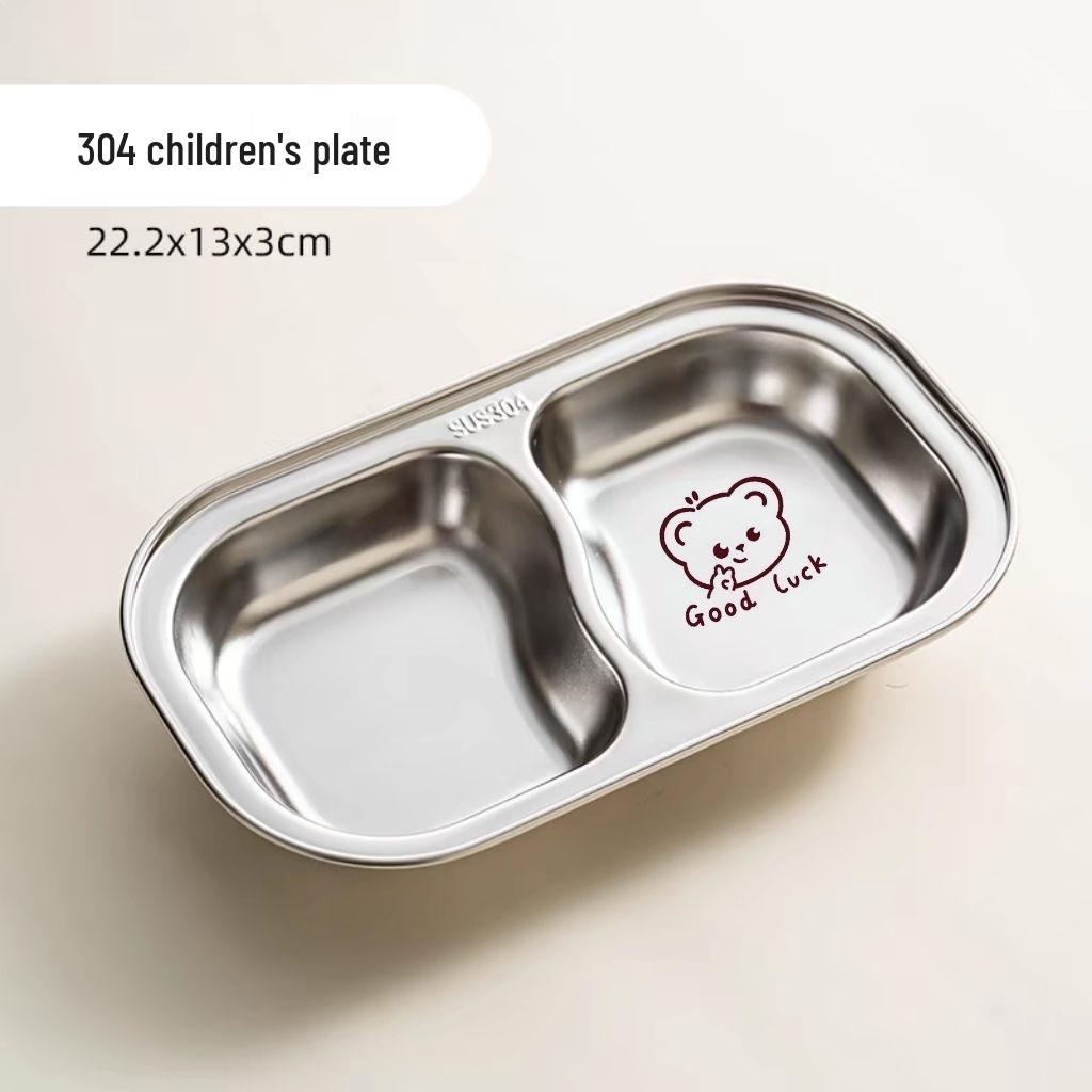 304 Stainless Steel Baby Plate - Compartmentalized, Anti-Fall, Food Safe for Kids