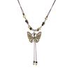Beaded Butterfly Pendant Necklace Geometric Bead Clavicle Sweater Chain Jewelry