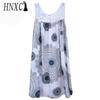 HNXC Women's Fashion Summer Spring Solid Color Print Sleeveless O-Neck High Waist Casual Dresses